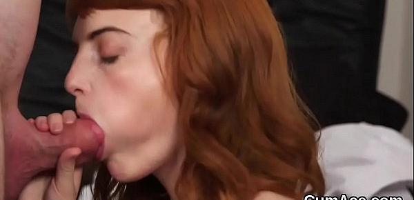  Wacky idol gets cumshot on her face eating all the load